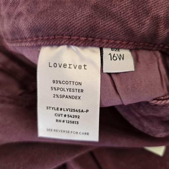 NWT Lovervet Midrise Boot Cut Burgundy Purple Size 16W Jeans - Picture 3 of 7